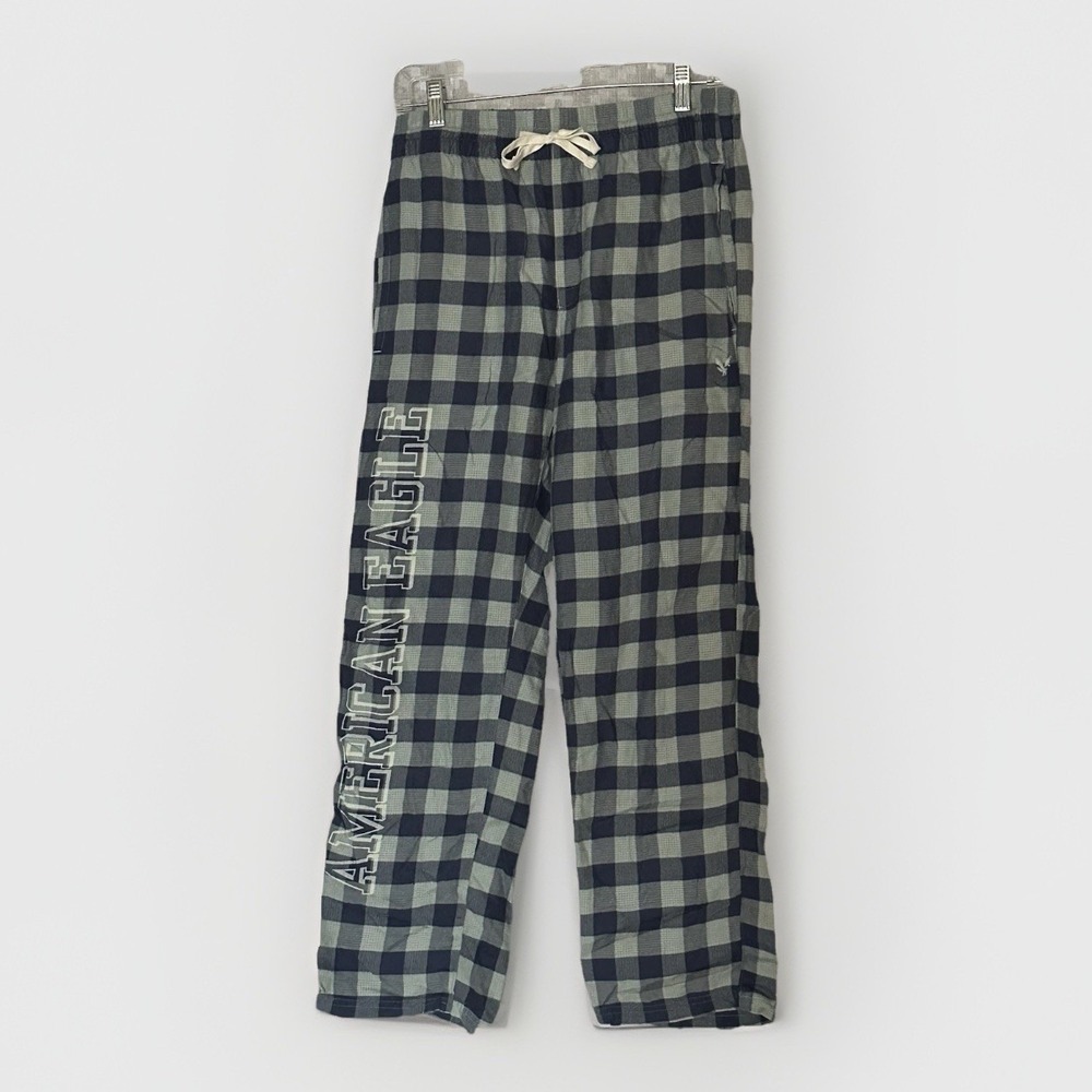 American Eagle Heritage Buffalo Plaid Flannel Pajama Pant Small Spellout Holiday